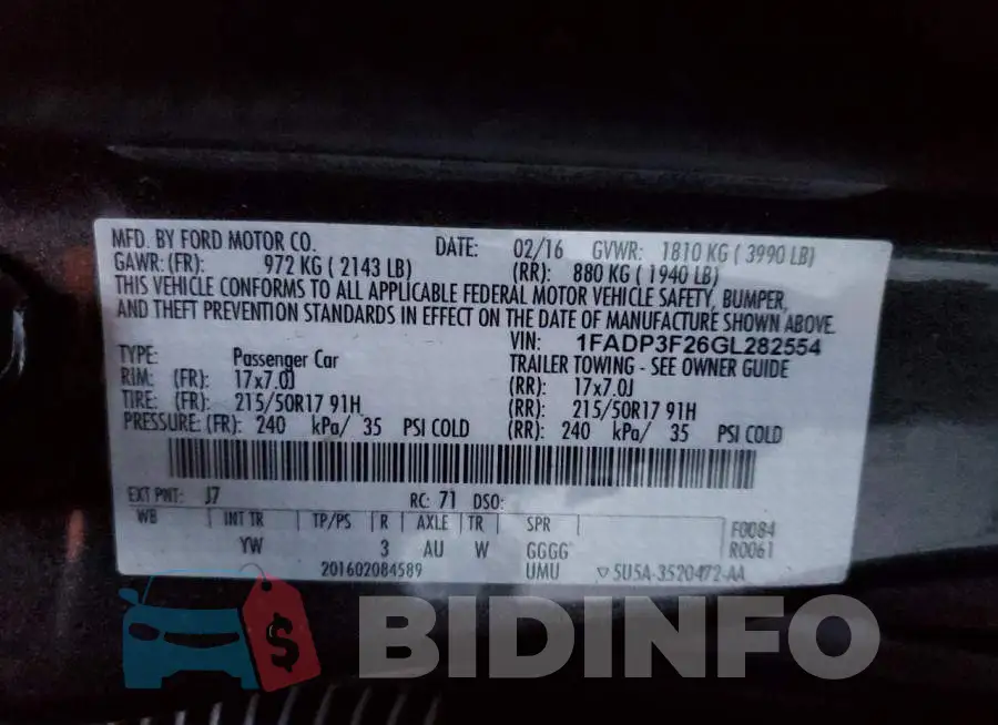 1FADP3F26GL282554 Photo# 13