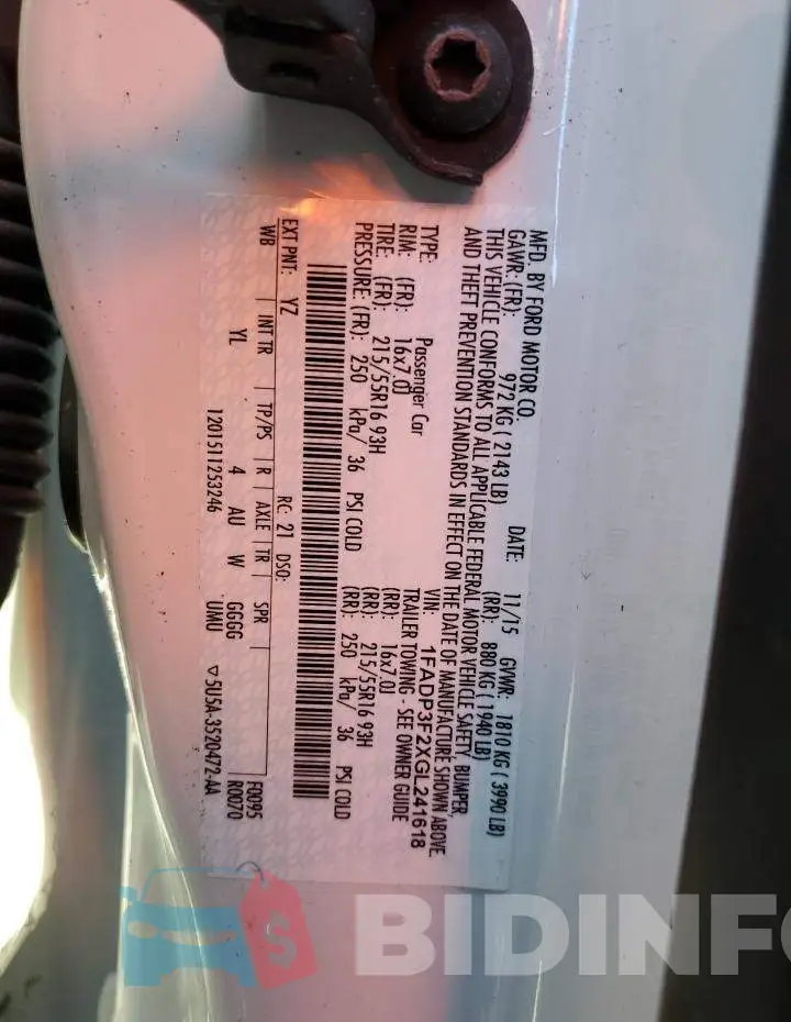 1FADP3F2XGL241618 Photo# 12