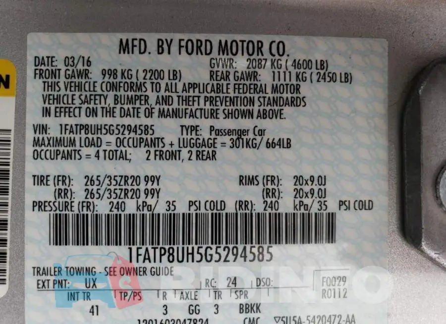1FATP8UH5G5294585 Photo# 13