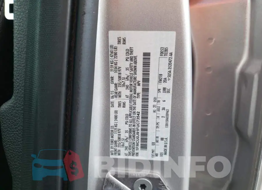 1FMCU0J91FUC73542 Photo# 12