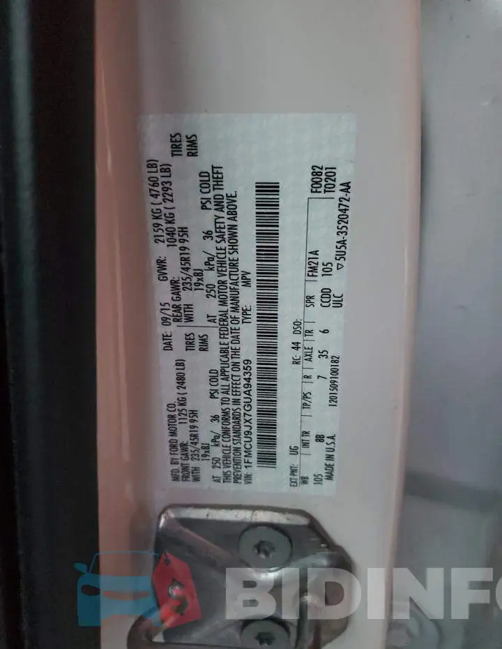 1FMCU9JX7GUA94359 Photo# 13