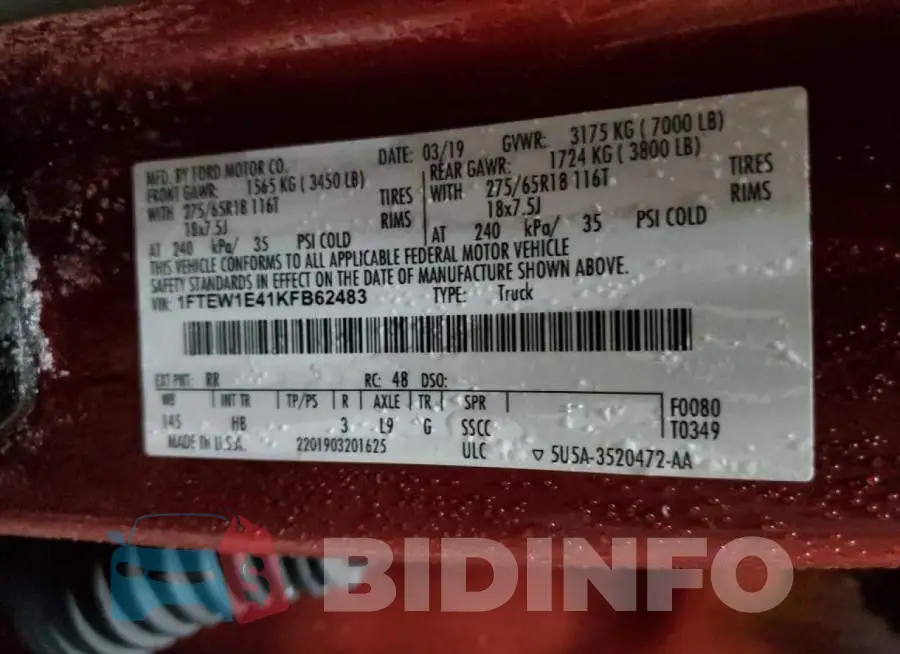 1FTEW1E41KFB62483 Photo# 12