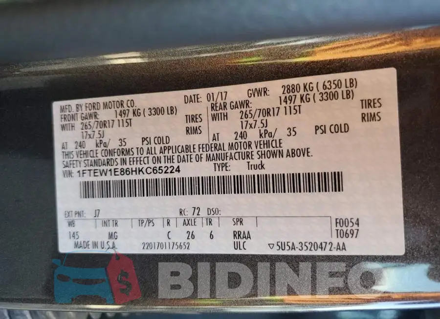 1FTEW1E86HKC65224 Photo# 12
