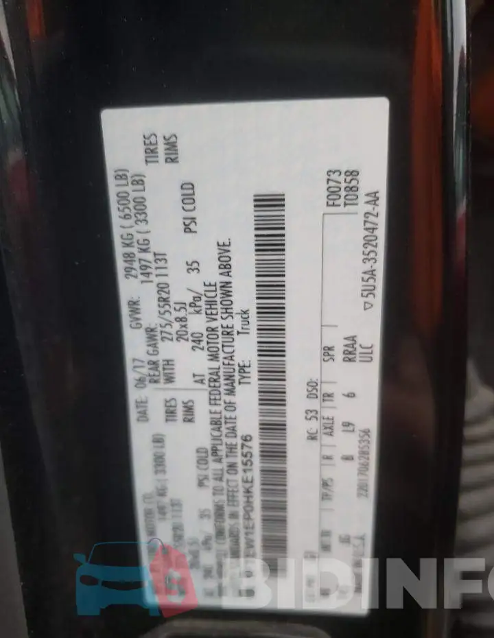 1FTEW1EP0HKE15576 Photo# 12