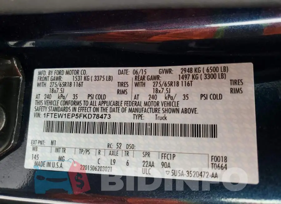1FTEW1EP5FKD78473 Photo# 12