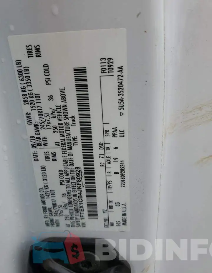 1FTEX1CB4JKF80928 Photo# 12
