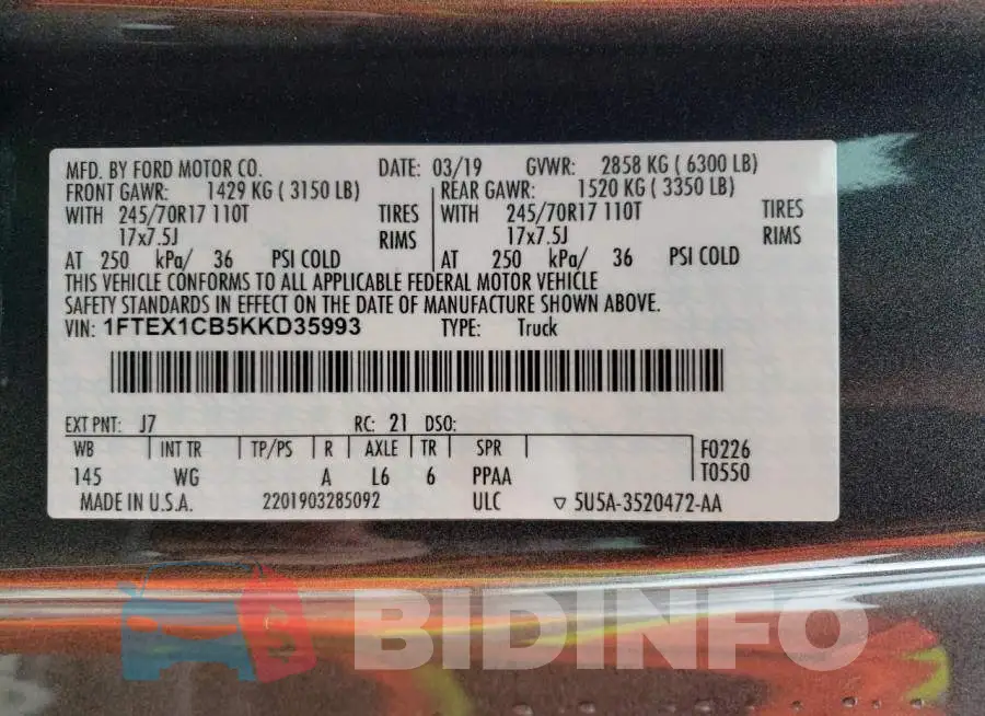 1FTEX1CB5KKD35993 Photo# 12