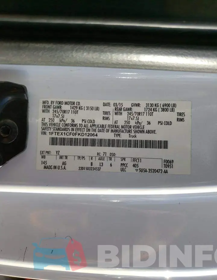 1FTEX1CF0FKD12064 Photo# 12