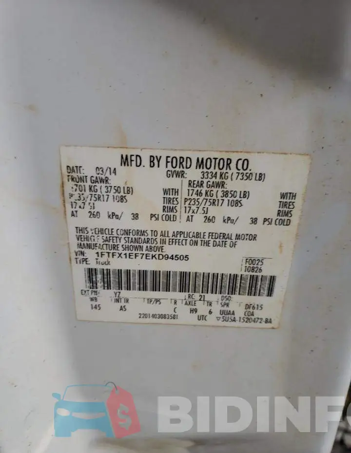 1FTFX1EF7EKD94505 Photo# 12