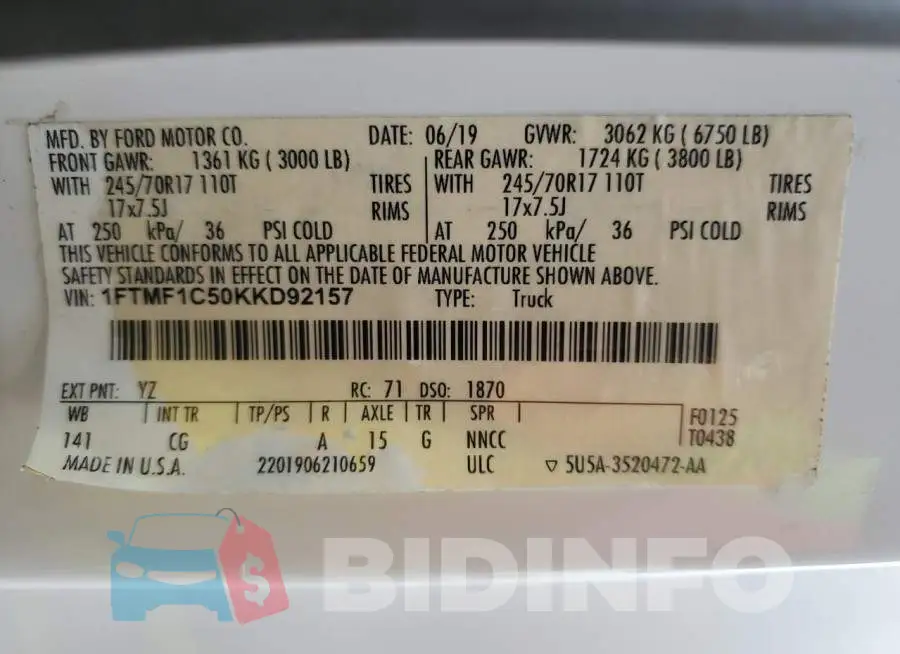 1FTMF1C50KKD92157 Photo# 12