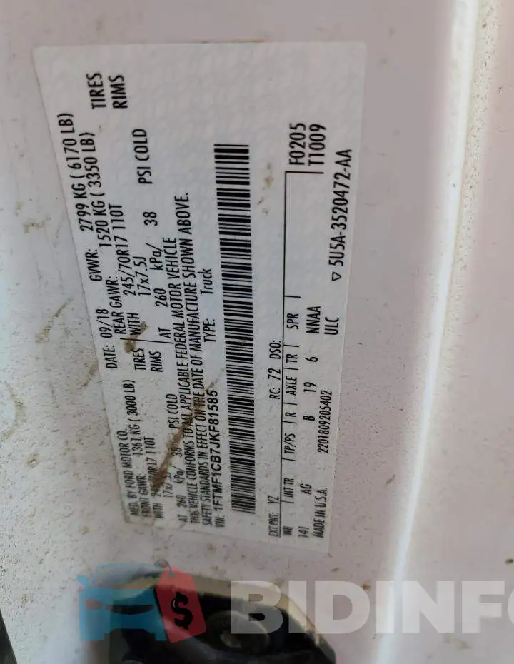 1FTMF1CB7JKF81585 Photo# 12
