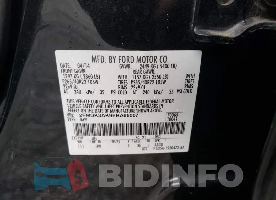 2FMDK3AK9EBA65007 Photo# 12