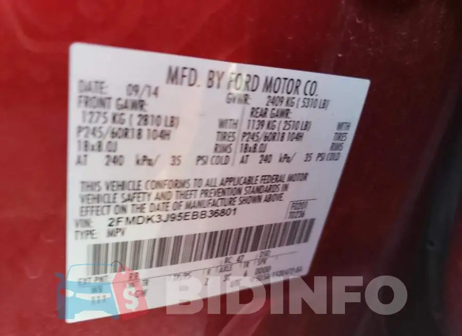 2FMDK3J95EBB36801 Photo# 12