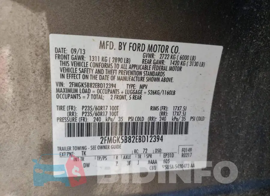 2FMGK5B82EBD12394 Photo# 12