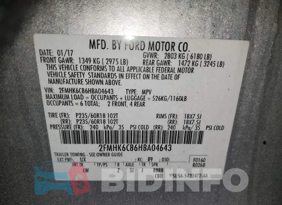 2FMHK6C86HBA04643 Photo# 13