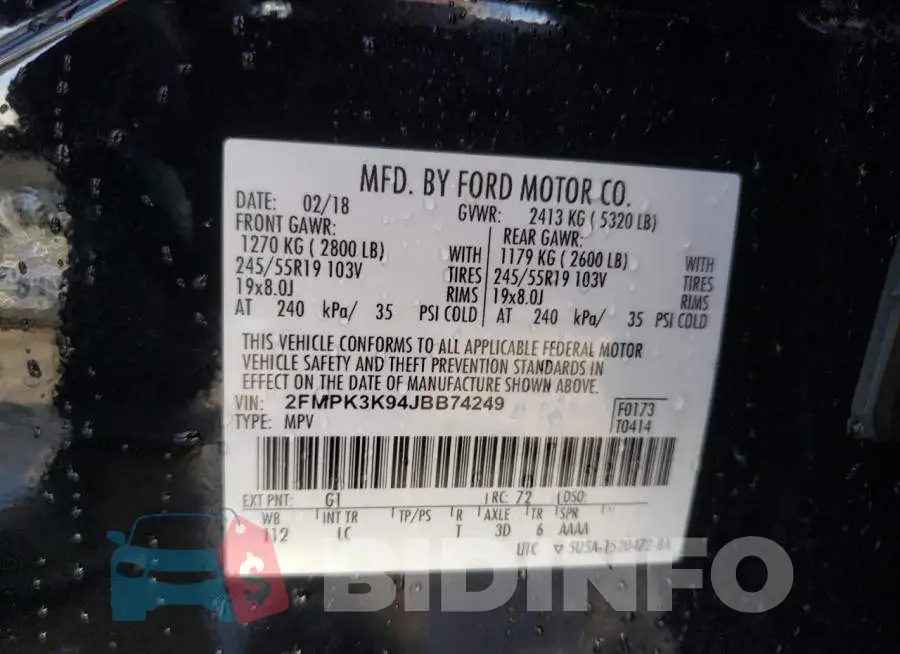 2FMPK3K94JBB74249 Photo# 12