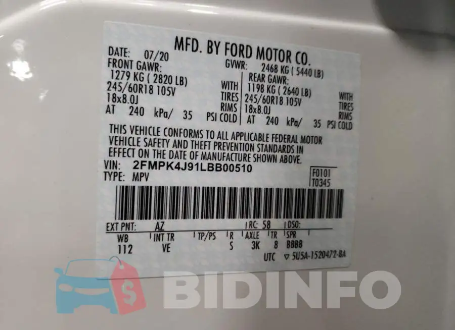 2FMPK4J91LBB00510 Photo# 14