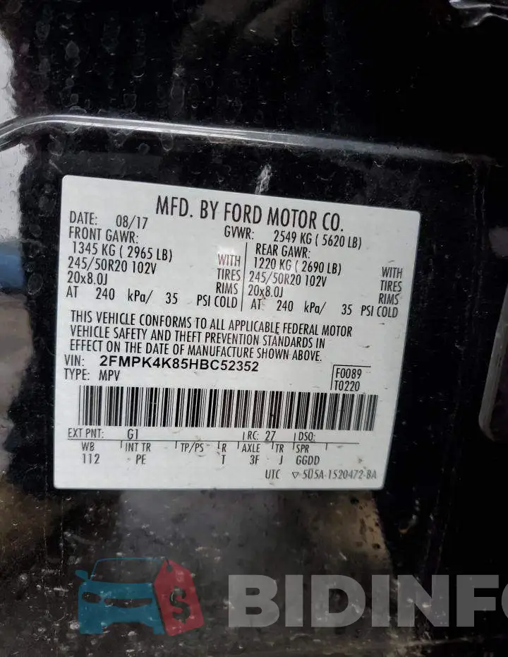 2FMPK4K85HBC52352 Photo# 13
