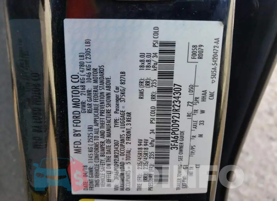 3FA6P0D92JR234307 Photo# 13