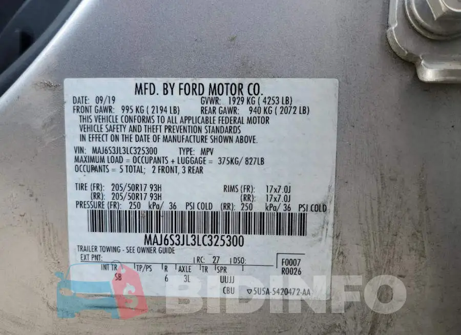 MAJ6S3JL3LC325300 Photo# 13