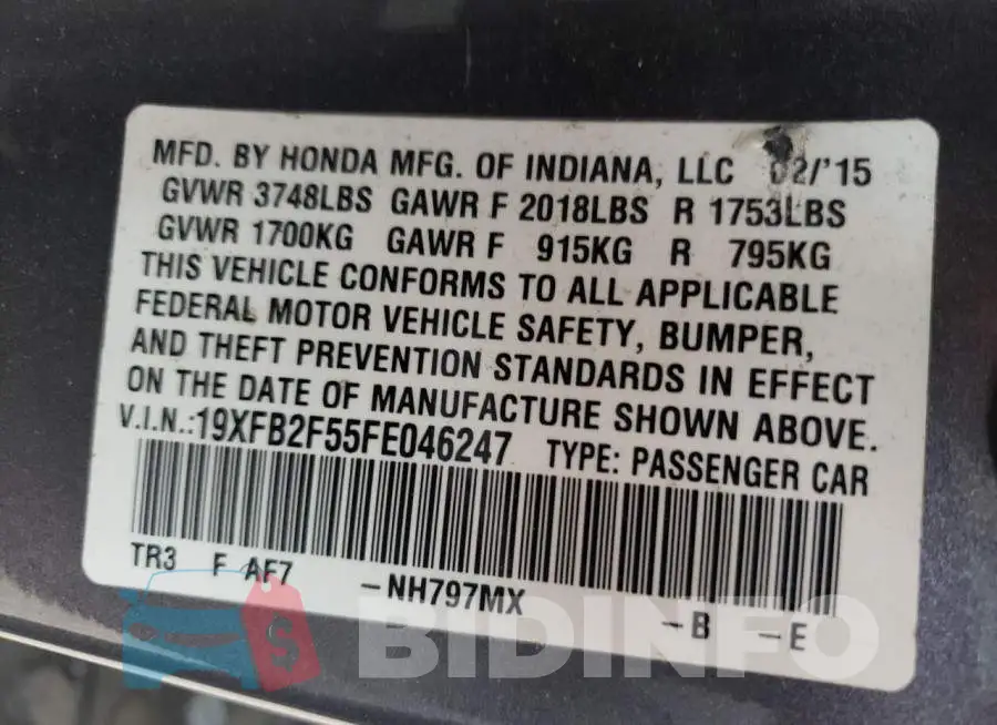19XFB2F55FE046247 Photo# 10