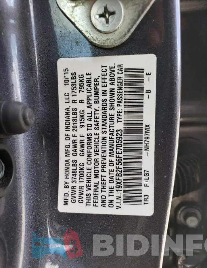 19XFB2F56FE705923 Photo# 12