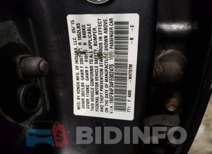 19XFB4F34FE002475 Photo# 13