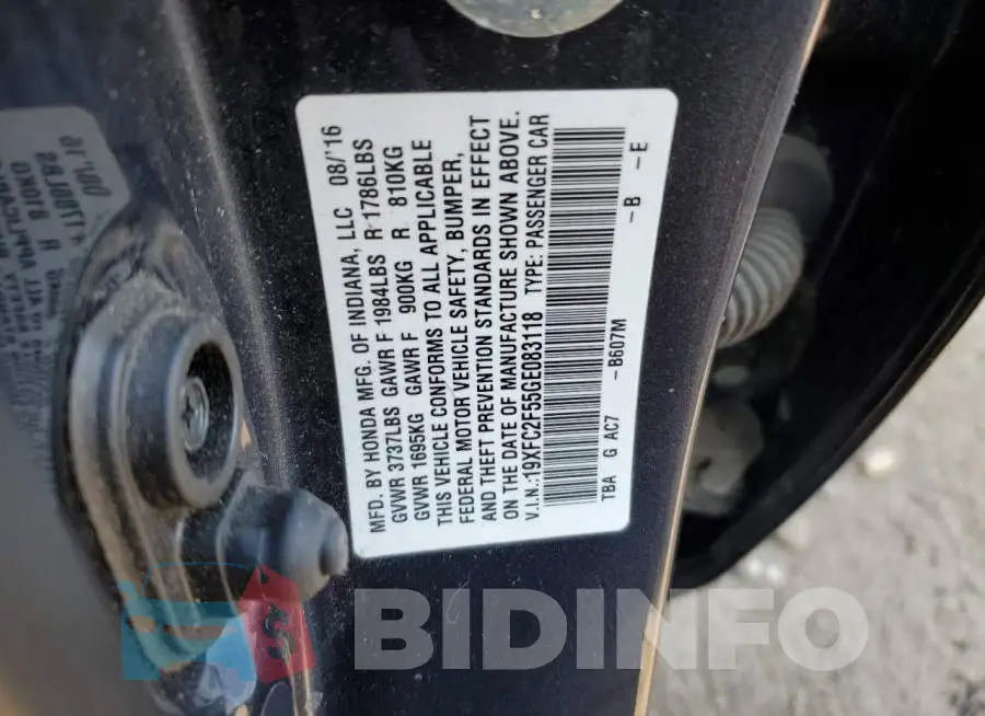 19XFC2F55GE083118 Photo# 12