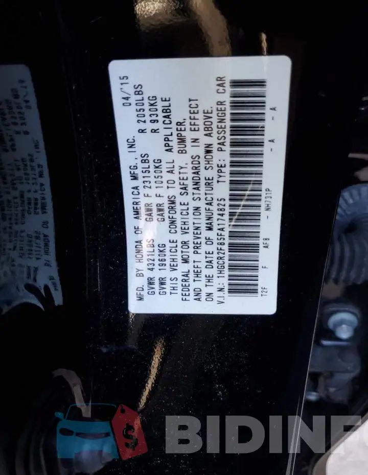 1HGCR2F85FA174825 Photo# 13
