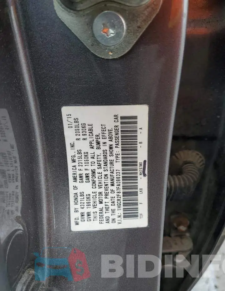 1HGCR2F87FA096337 Photo# 12