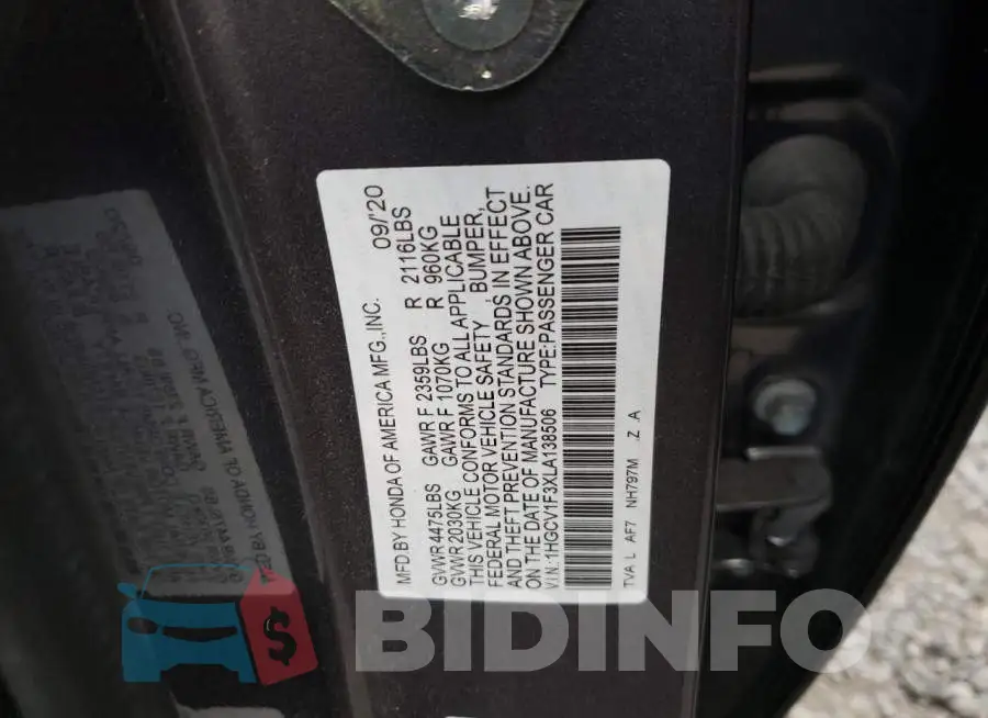 1HGCV1F3XLA138506 Photo# 12
