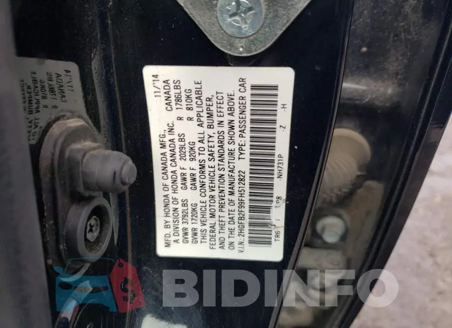 2HGFB2F99FH512822 Photo# 12