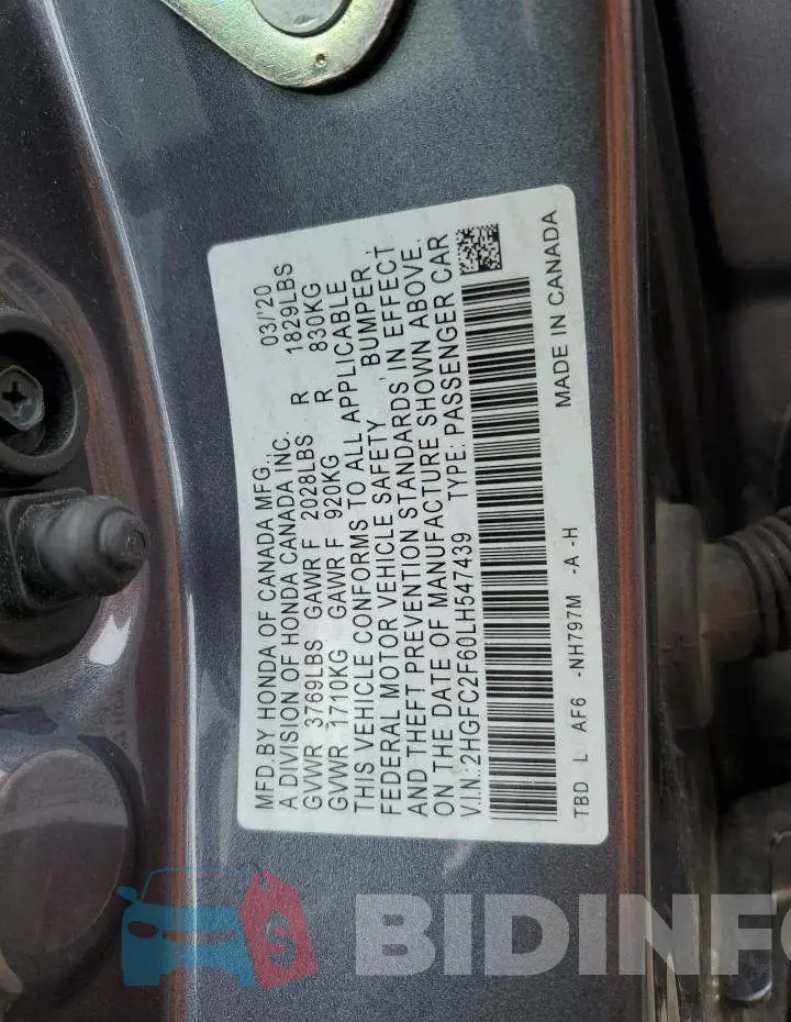 2HGFC2F60LH547439 Photo# 12