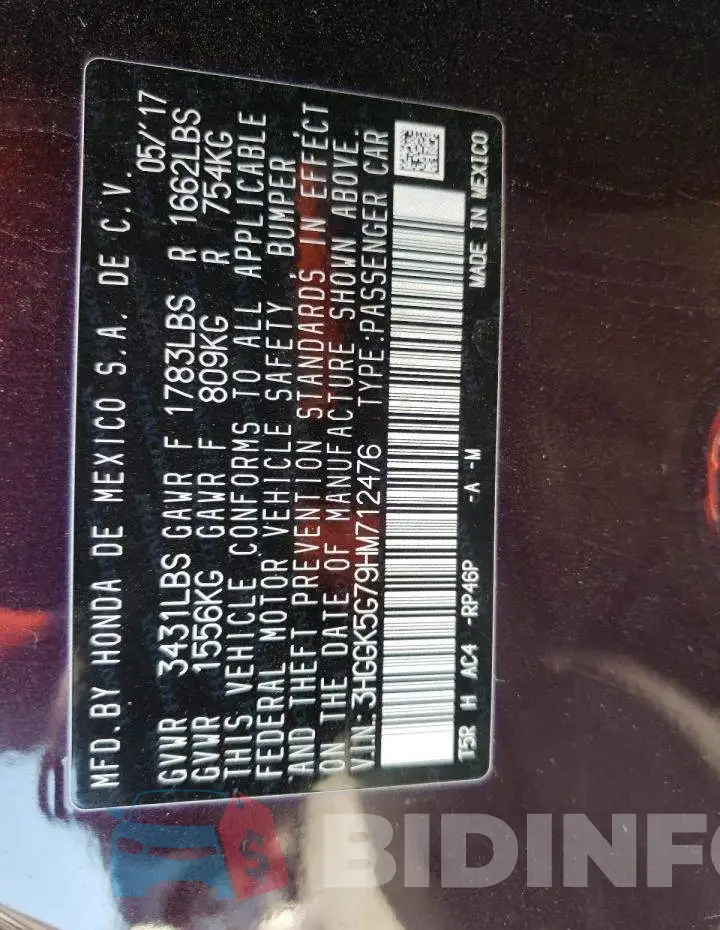 3HGGK5G79HM712476 Photo# 12