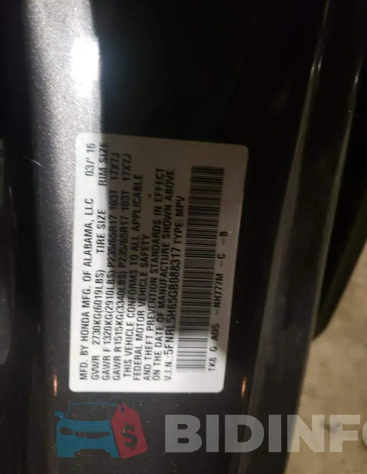 5FNRL5H65GB088317 Photo# 12