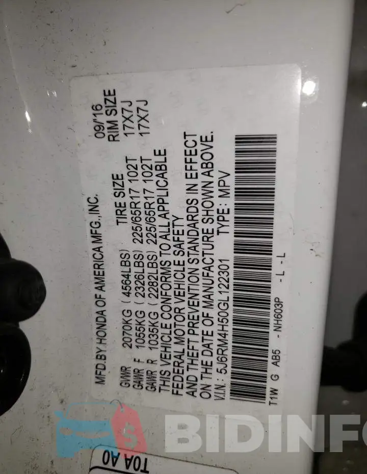 5J6RM4H50GL122301 Photo# 12