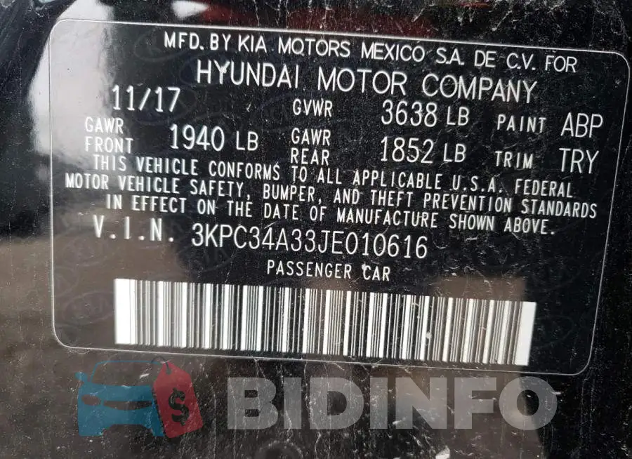 3KPC34A33JE010616 Photo# 13