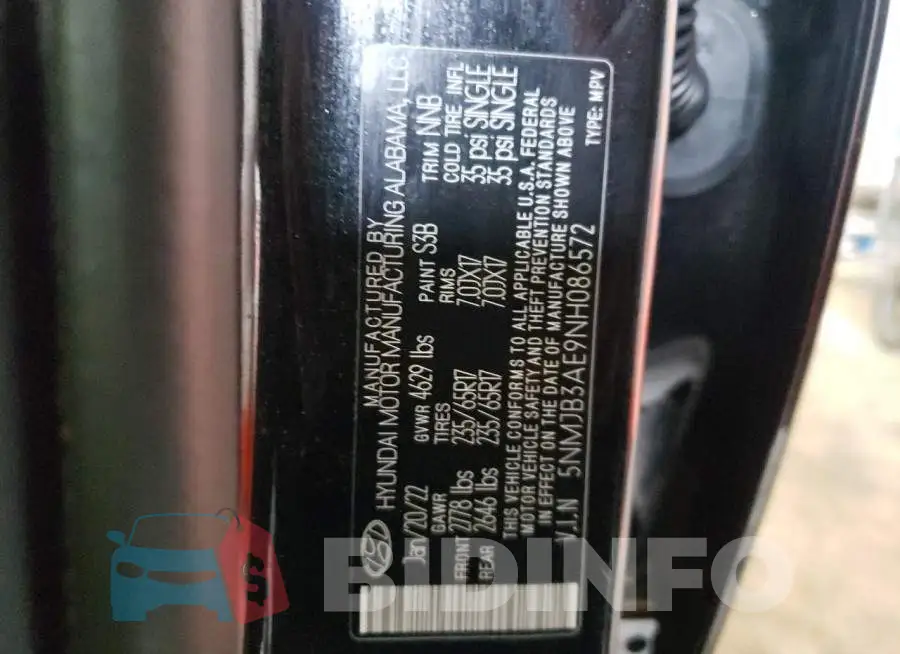 5NMJB3AE9NH086572 Photo# 13