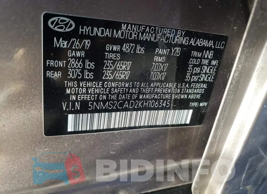 5NMS2CAD2KH106345 Photo# 13