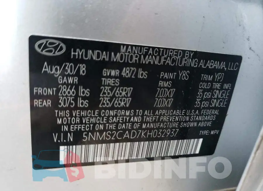 5NMS2CAD7KH032937 Photo# 14