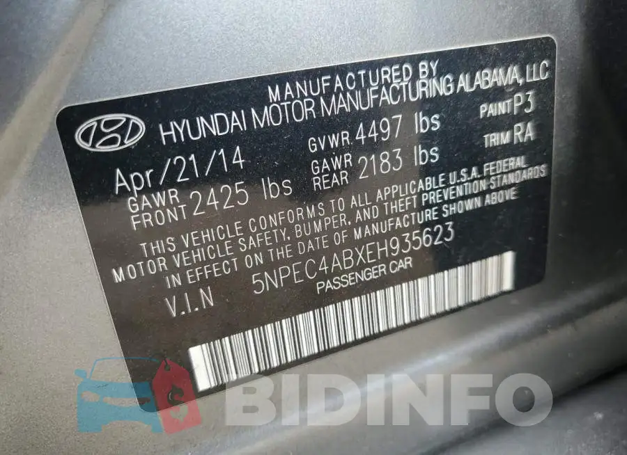 5NPEC4ABXEH935623 Photo# 10