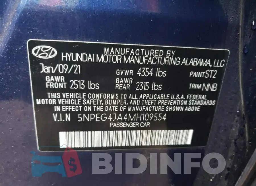 5NPEG4JA4MH109554 Photo# 12