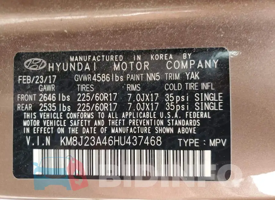KM8J23A46HU437468 Photo# 13