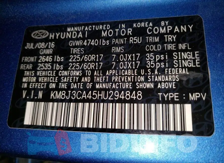 KM8J3CA45HU294848 Photo# 13