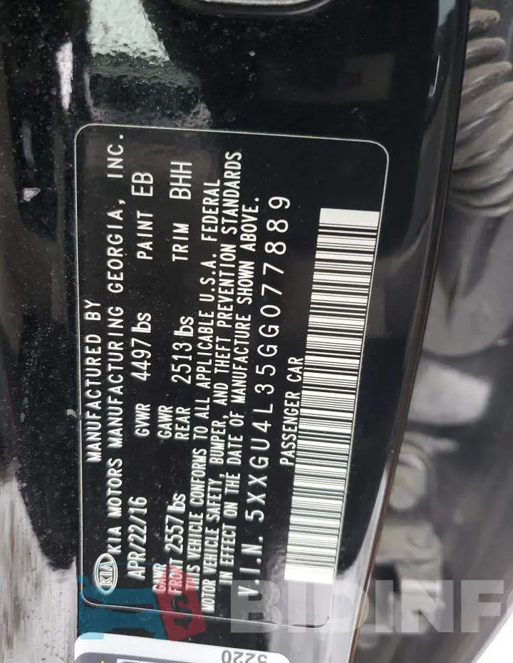5XXGU4L35GG077889 Photo# 12