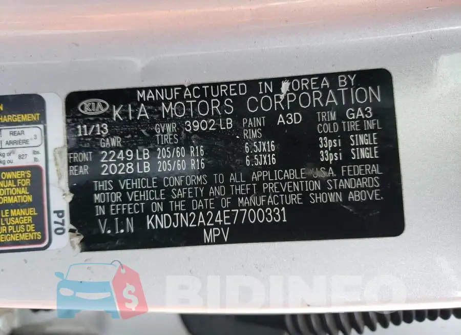 KNDJN2A24E7700331 Photo# 12