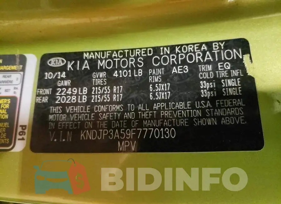 KNDJP3A59F7770130 Photo# 12