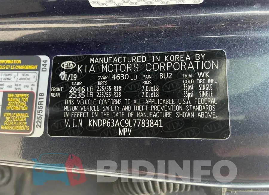 KNDP63AC9L7783841 Photo# 10