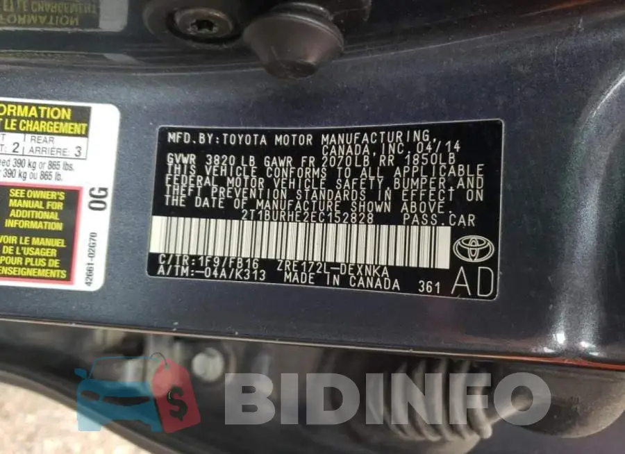 2T1BURHE2EC152828 Photo# 12