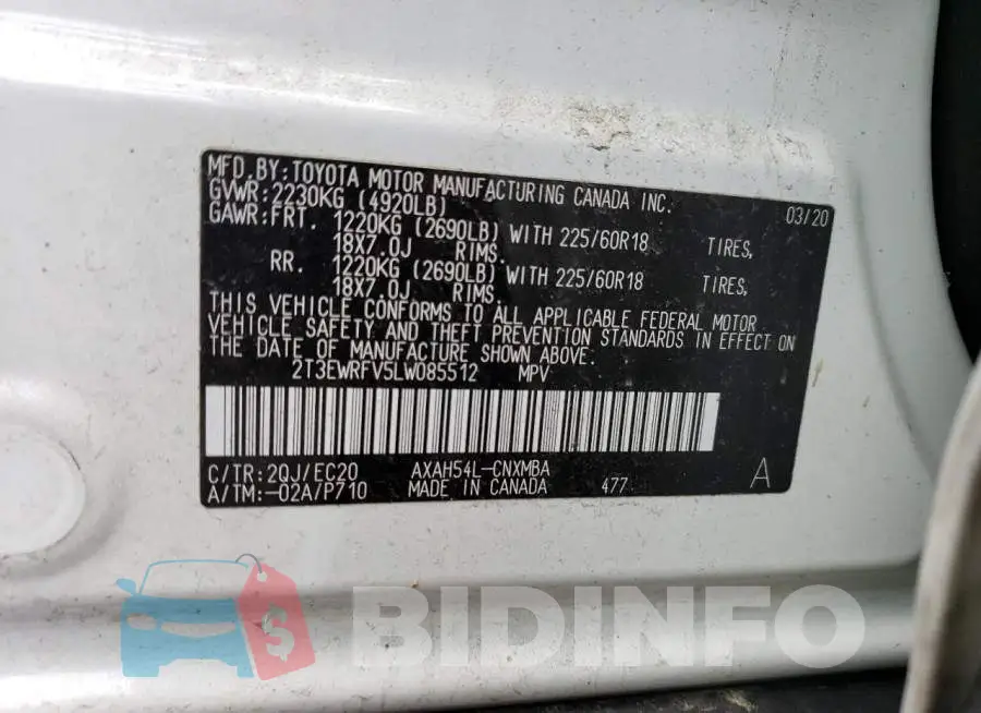 2T3EWRFV5LW085512 Photo# 13